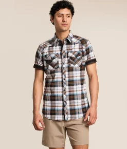 Tops | Buckle Black Plaid Standard Stretch Shirt White Brown Blue