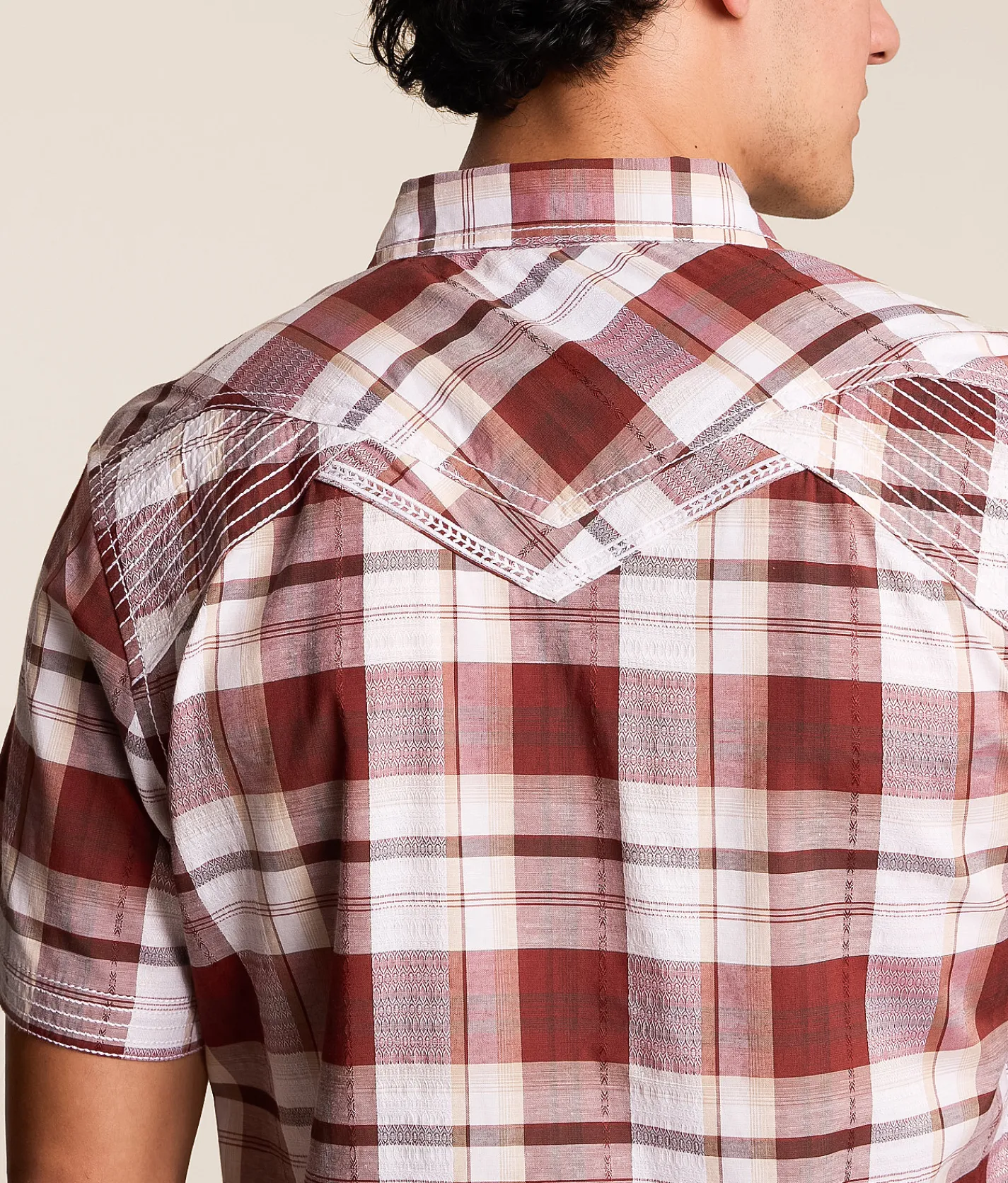 Tops | Buckle Black Plaid Standard Stretch Shirt White Red Brown