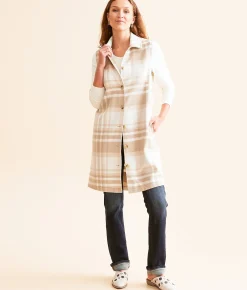 Open SZN Plaid Tunic Vest Beige Off White Best
