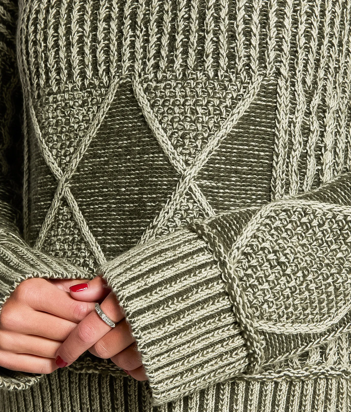 BKE Plated Cable Stitch Sweater Thyme Best