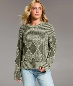 BKE Plated Cable Stitch Sweater Thyme Best