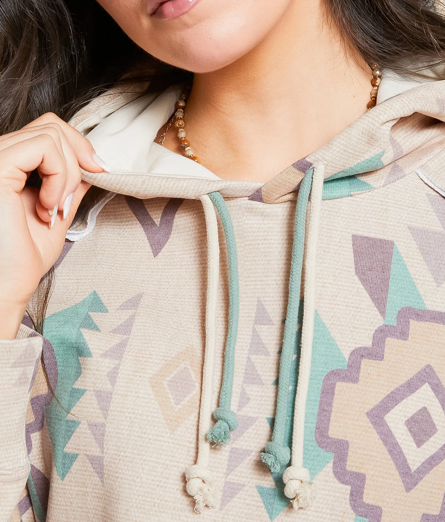 Hooey Playa Southwestern Hooded Sweatshirt Simply Taupe Clearance