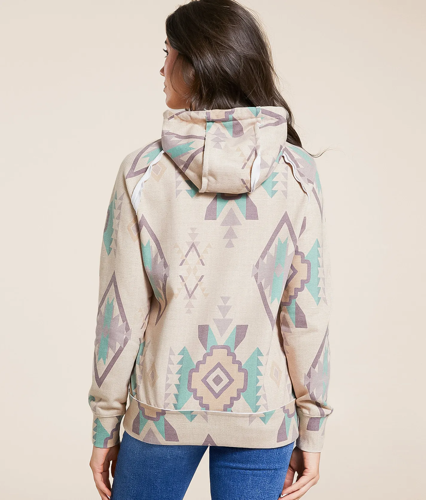 Hooey Playa Southwestern Hooded Sweatshirt Simply Taupe Clearance