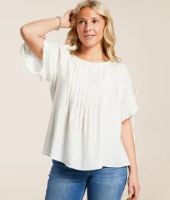 Daytrip Pleated Crinkle Top White