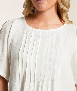 Daytrip Pleated Crinkle Top White