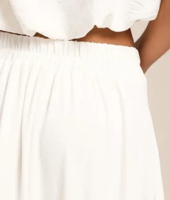 Blu Pepper Pleated Midi Skirt White