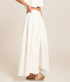 Blu Pepper Pleated Midi Skirt White