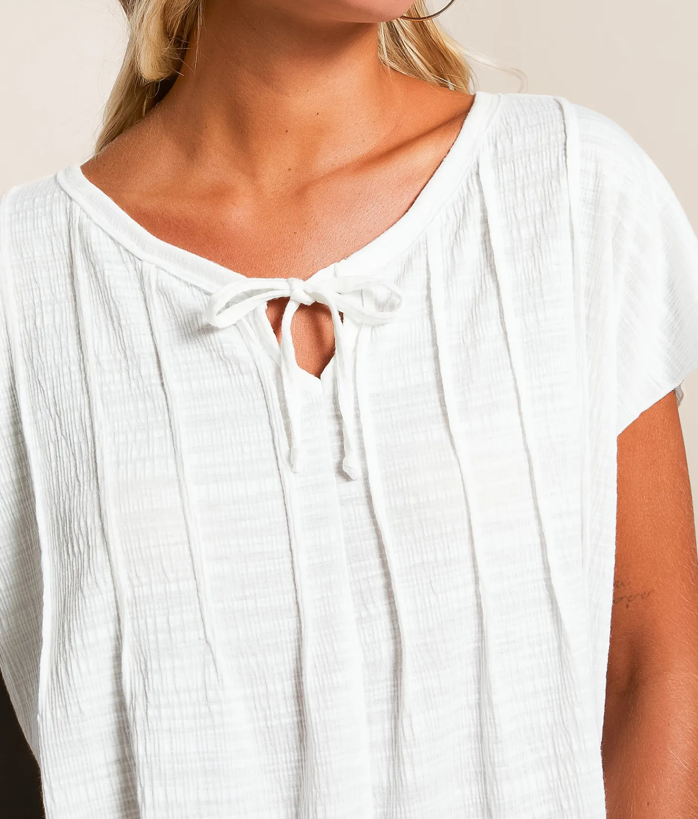 Daytrip Pleated Top White Best