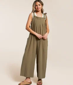 Rompers & Jumpsuits | En Creme Pleated Wide Leg Jumpsuit Spiced Coral