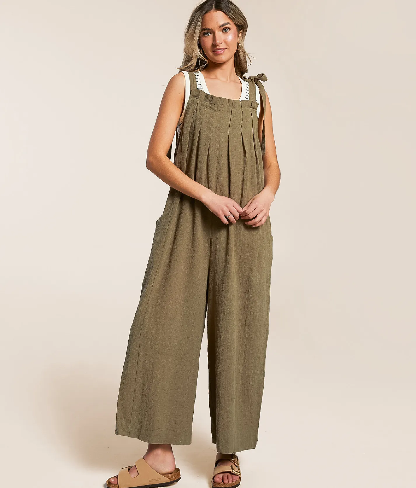 Rompers & Jumpsuits | En Creme Pleated Wide Leg Jumpsuit Spiced Coral