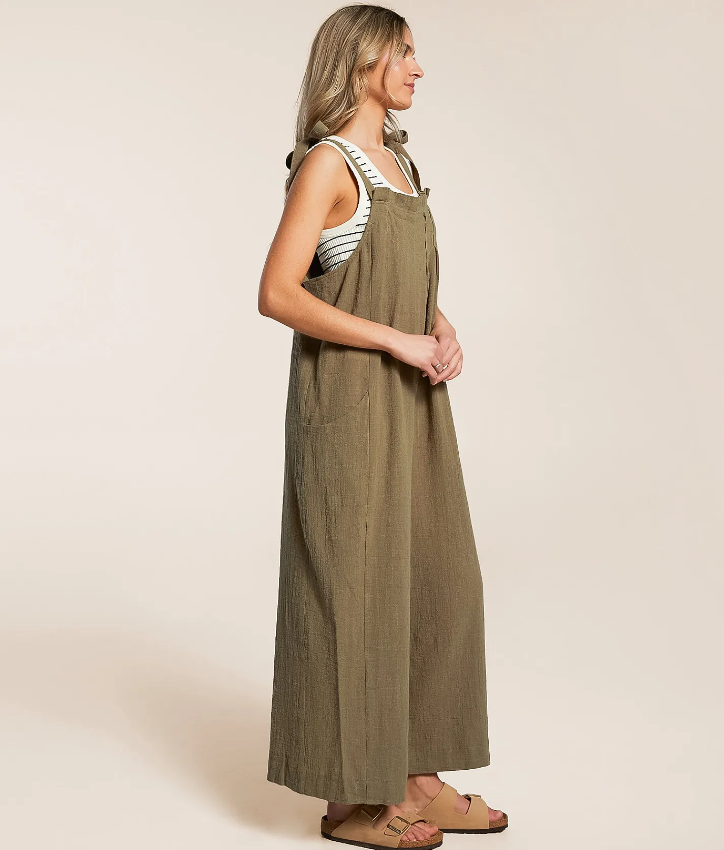 Rompers & Jumpsuits | En Creme Pleated Wide Leg Jumpsuit Spiced Coral