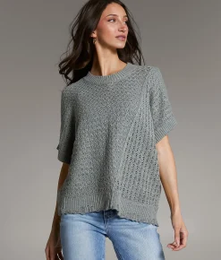 BKE Pointelle Oversized Sweater Vetiver Best