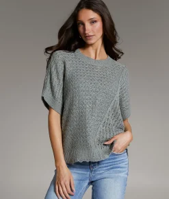 BKE Pointelle Oversized Sweater Vetiver Best
