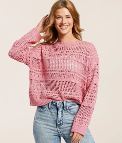 Tops | Willow & Root Pointelle Sweater Tea Rose
