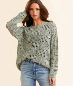 Tops | BKE Pointelle Sweater Green