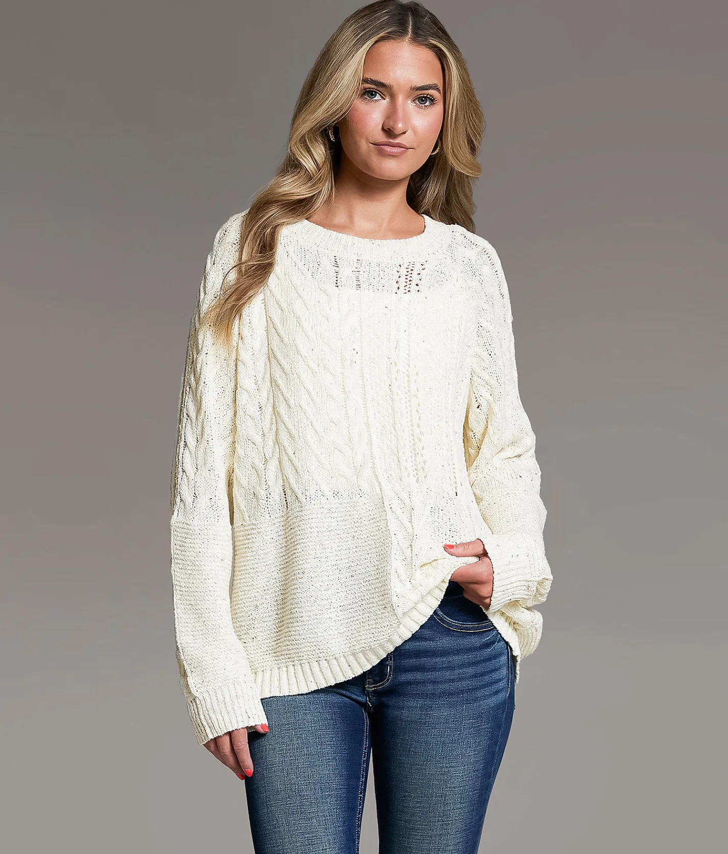 Tops | BKE Pointelle Sweater White