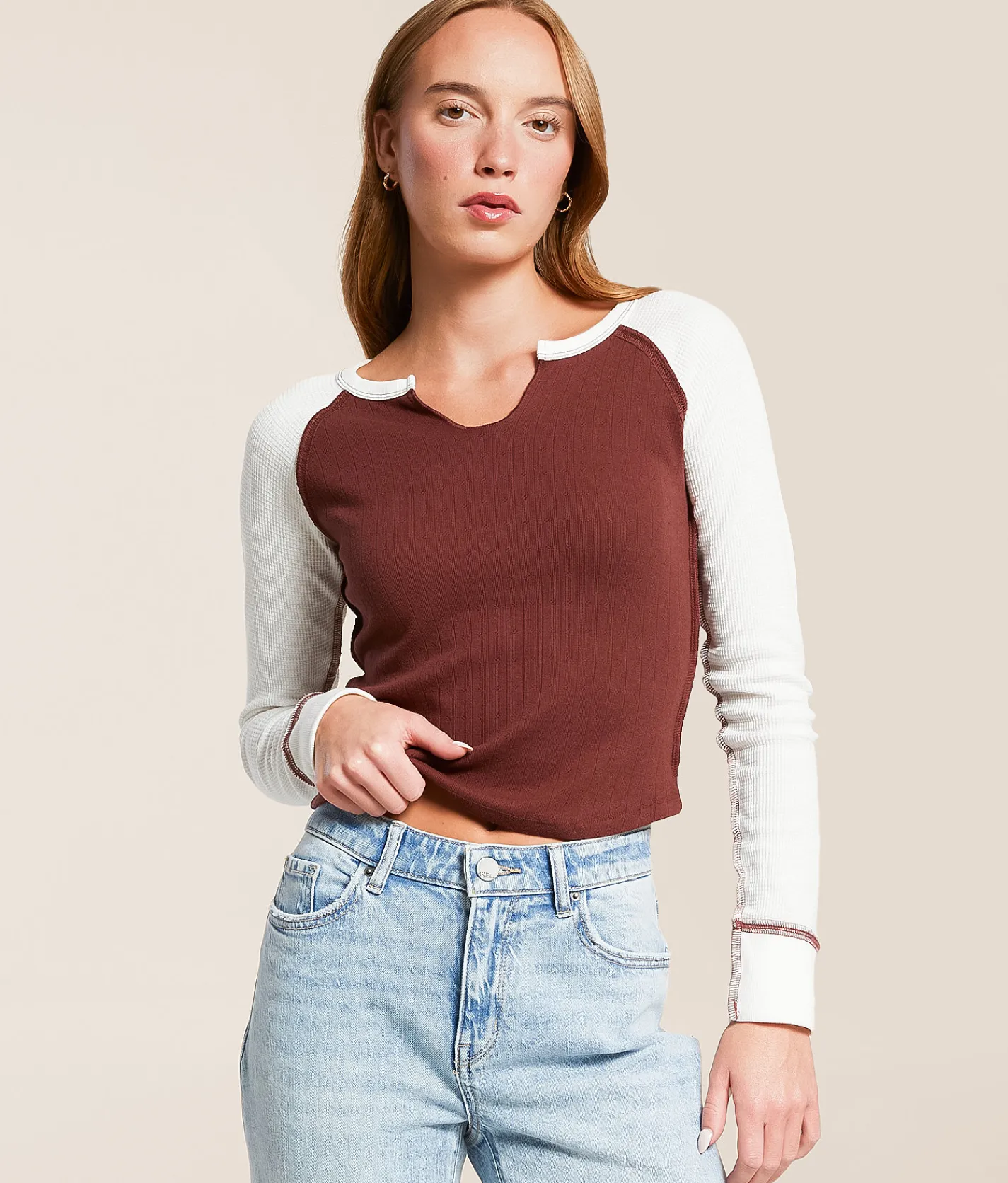 FITZ + EDDI Pointelle Top Sable Clearance