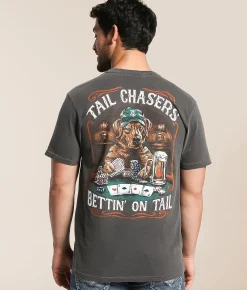 Tail Chasers Club Poker Dogs T-Shirt Pepper Pigment Dye Online