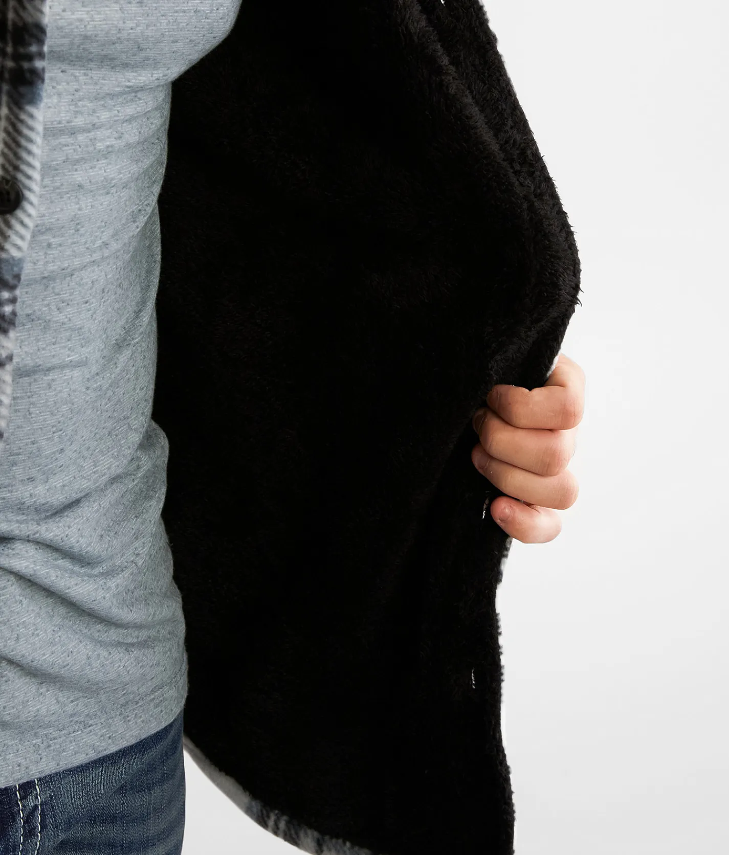 Departwest Polar Fleece Shacket White Grey Outlet