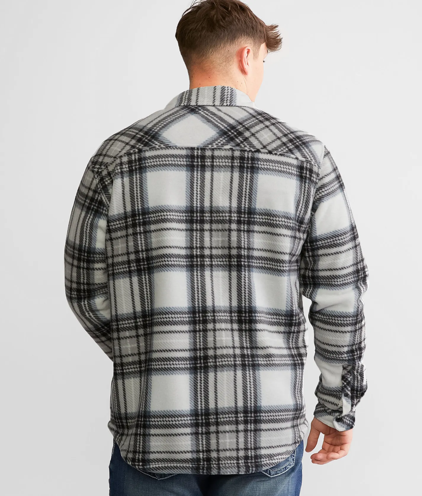 Departwest Polar Fleece Shacket White Grey Outlet