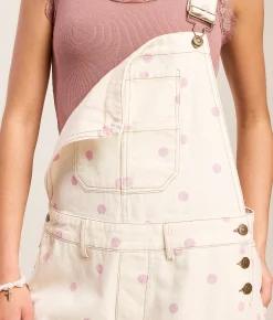 Peach Love California Polka Dot Barrel Overall Cream Pink Sale