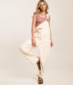 Peach Love California Polka Dot Barrel Overall Cream Pink Sale