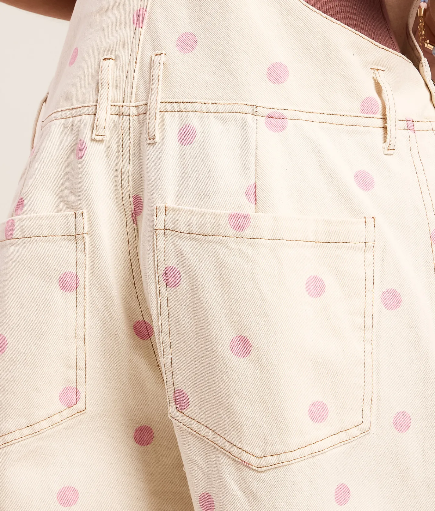 Peach Love California Polka Dot Barrel Overall Cream Pink Sale