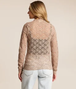 Willow & Root Polka Dot Lace Top Taupe Hot