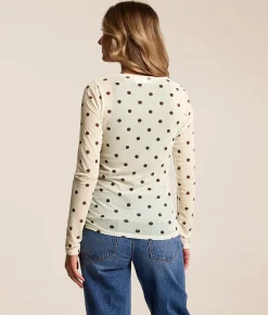 Tops | Willow & Root Polka Dot Mesh Top Cream
