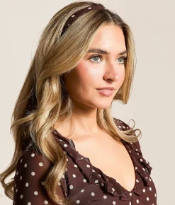 Tops | Willow & Root Polka Dot Mesh Top With Detachable Scarf Brown White