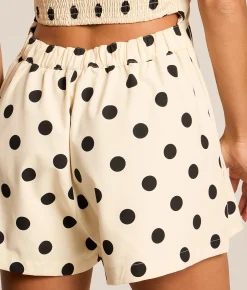 By Together Polka Dot Strapless Romper Beige New
