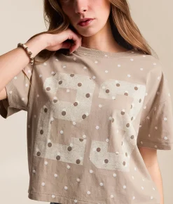 Tops | Modish Rebel 23 Polka Dot T-Shirt Beige