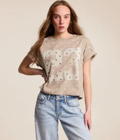 Tops | Modish Rebel 23 Polka Dot T-Shirt Beige