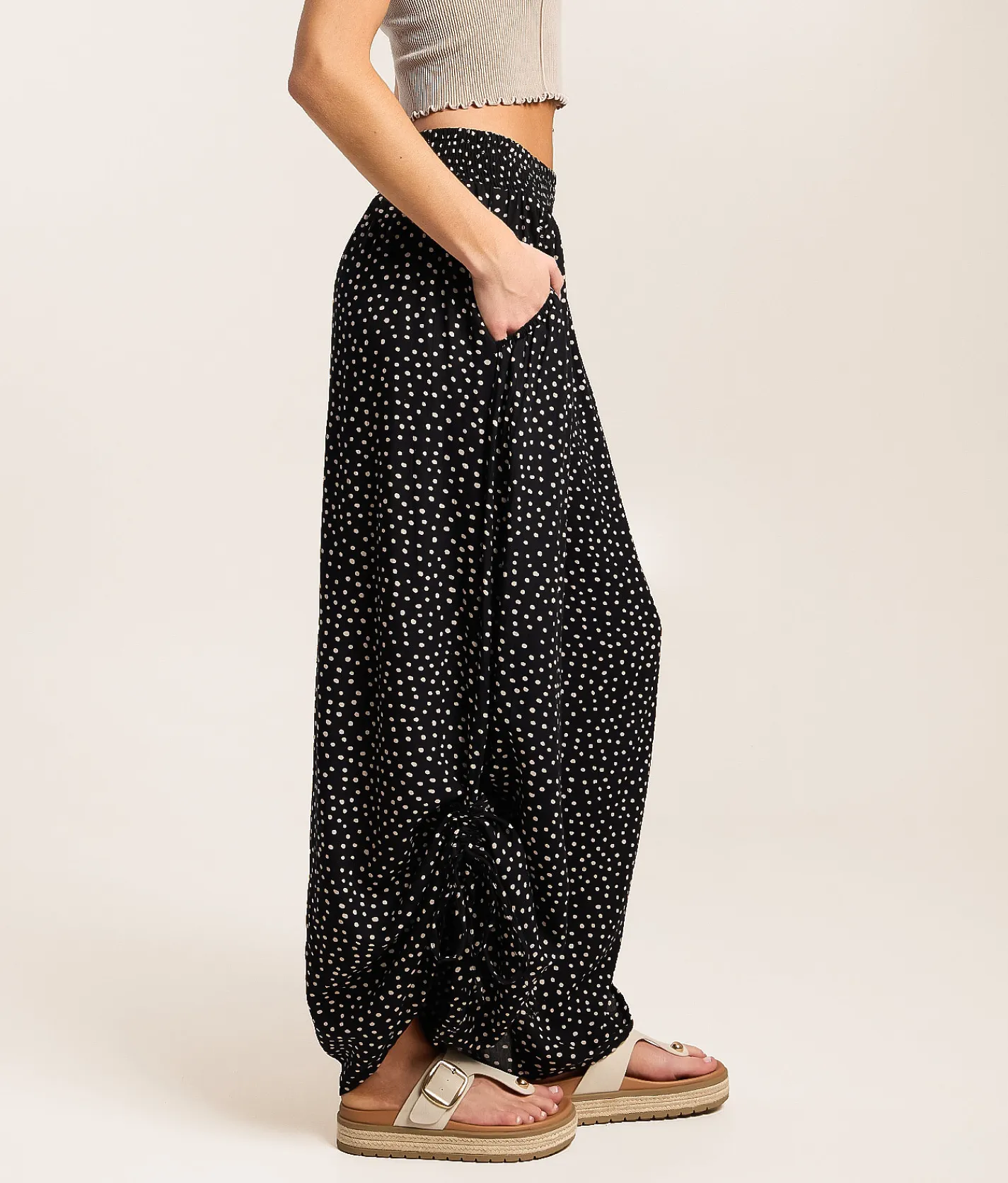 Angie Polka Dot Wide Leg Pant Black Sale