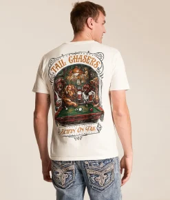 Tail Chasers Club Pool Dogs T-Shirt Antique White New