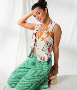 Tops|Coats & Jackets | 33 Coastal Post Card Floral Vest Cream Multi