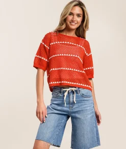 Tops | Z Supply Prado Crochet Cropped Sweater Lychee