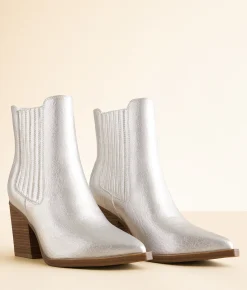 Shoes | Mia Prairie Metallic Ankle Boot Silver