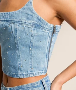 Levi's® Premium Jadine Rhinestone Denim Tank Top Dazzle Me Tank Clearance