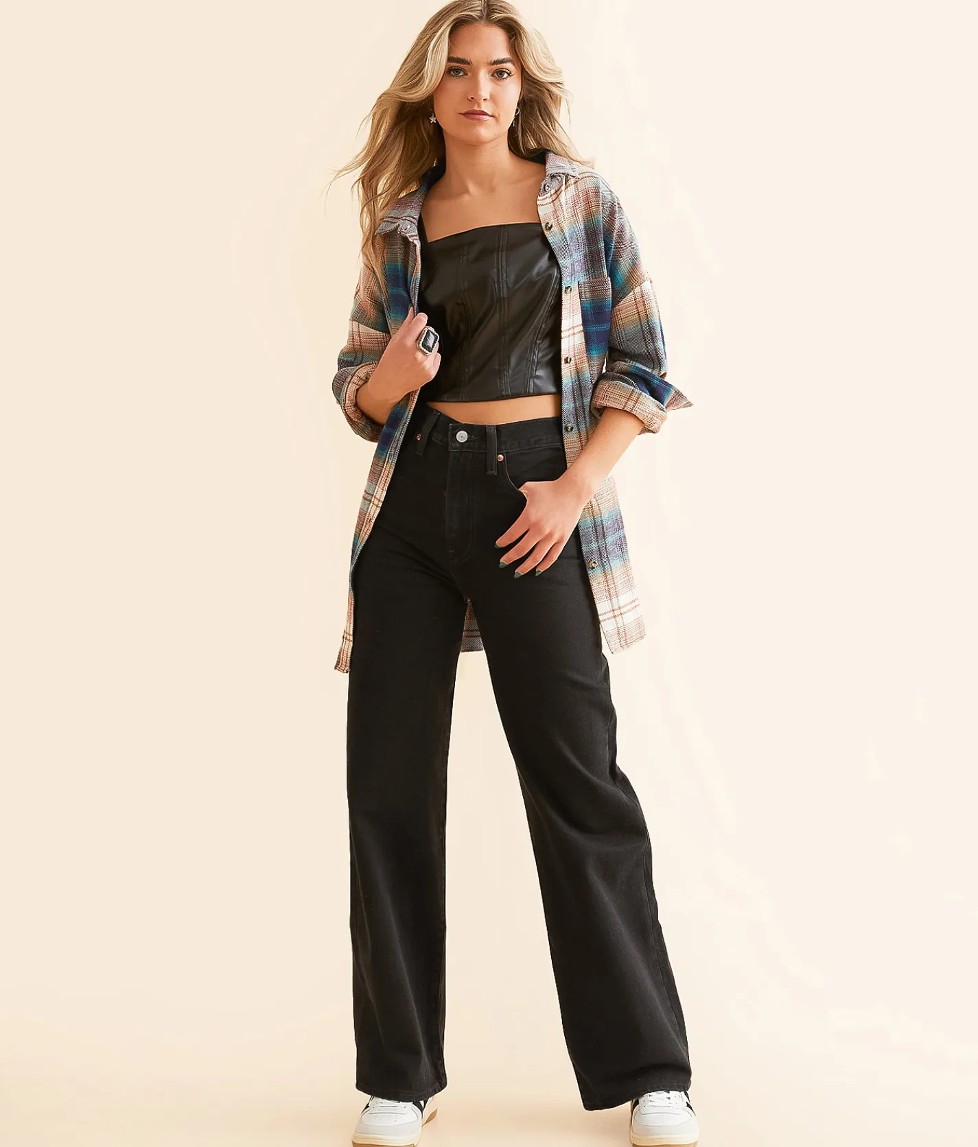 Levi's® Premium Ribcage Wide Leg Jean Rosie Posie Hot
