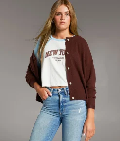 BKE Prep Edit - Heathered Cardigan Sweater Wine Sale