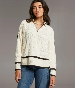 Tops | BKE Prep Edit - Mixed Cable Knit Sweater Cream Brown
