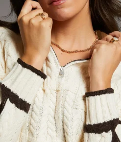 Tops | BKE Prep Edit - Mixed Cable Knit Sweater Cream Brown