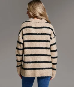 BKE Prep Edit - Nubby Striped Sweater Beige Black Online
