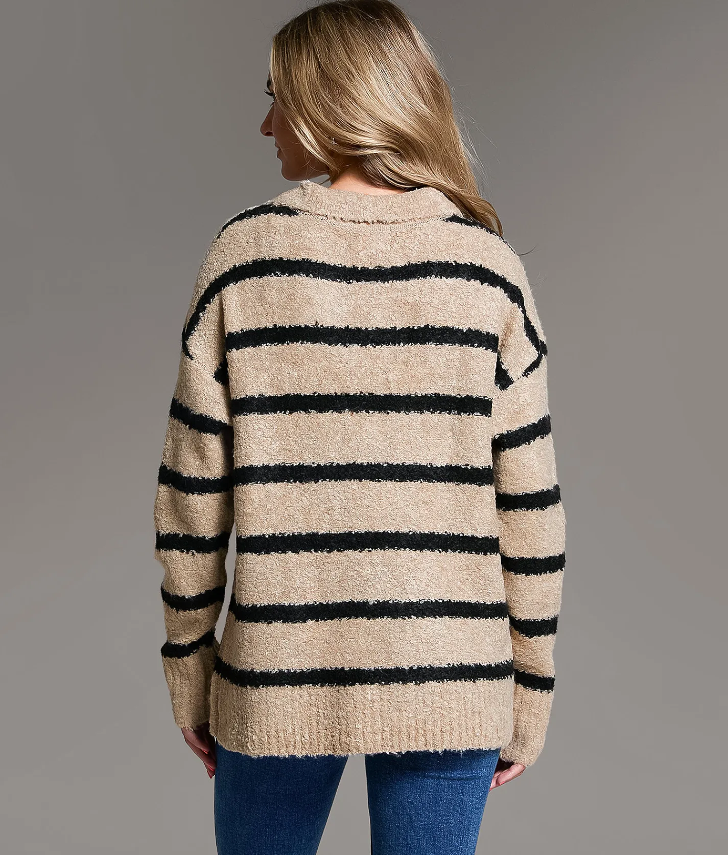 BKE Prep Edit - Nubby Striped Sweater Beige Black Online