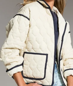 BKE Prep Edit - Quilted Jacket Cream Navy Best