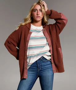 BKE Prep Edit - Snap Down Cardigan Sweater Sable Outlet