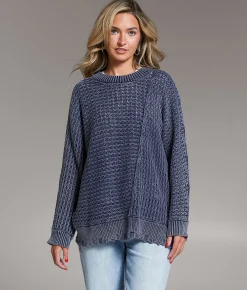 BKE Prep Edit - Washed Split Sweater Mood Indigo Washed Online