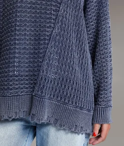 BKE Prep Edit - Washed Split Sweater Mood Indigo Washed Online