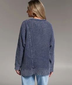 BKE Prep Edit - Washed Split Sweater Mood Indigo Washed Online